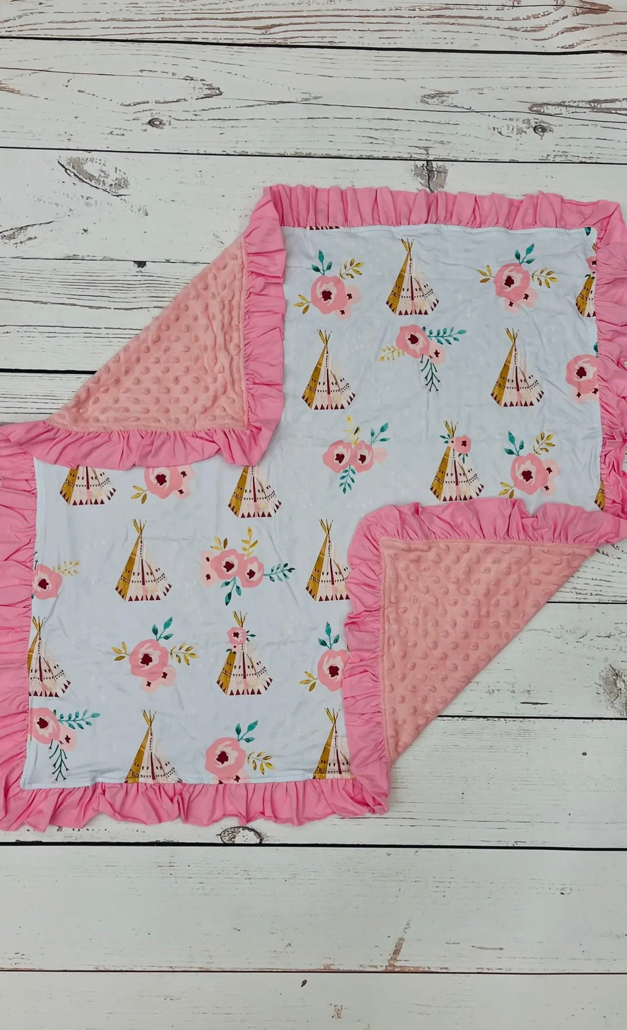 Baby Pink Teepee Flower Blanket