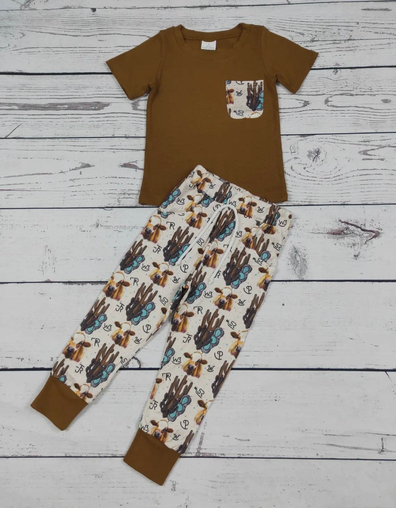 Cactus Cow Print Pants Set