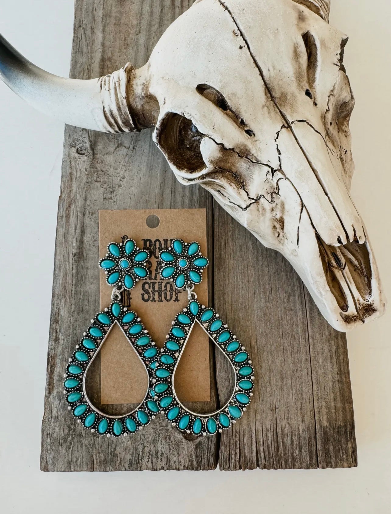 Western Teardrop Stone Stud Earrings