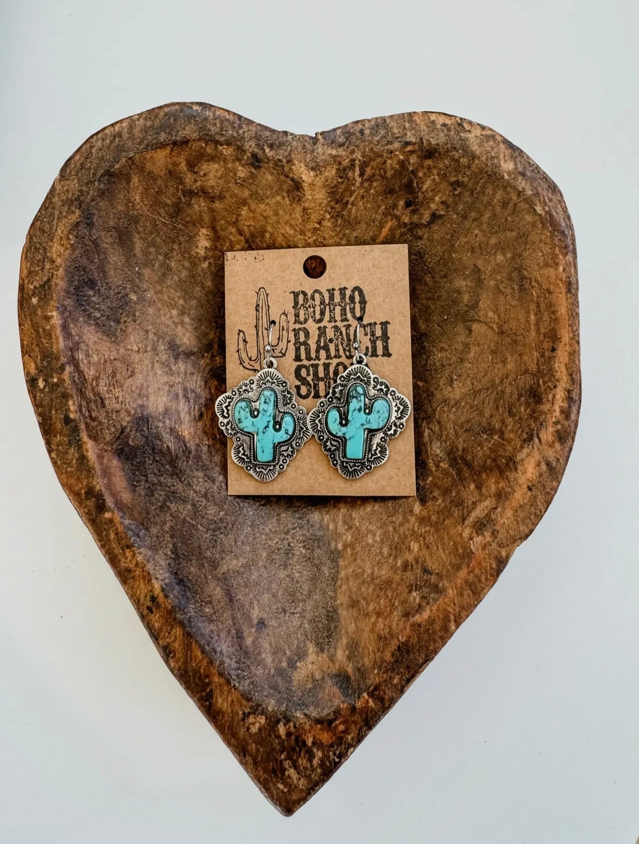 Cactus Western Hand Stone Stud Earrings