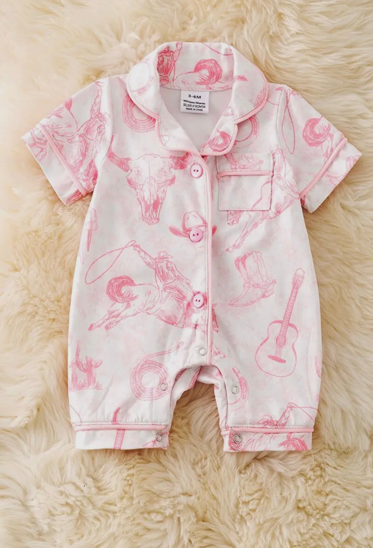 Cow Skull, Horse Rider Western Printed Pjs