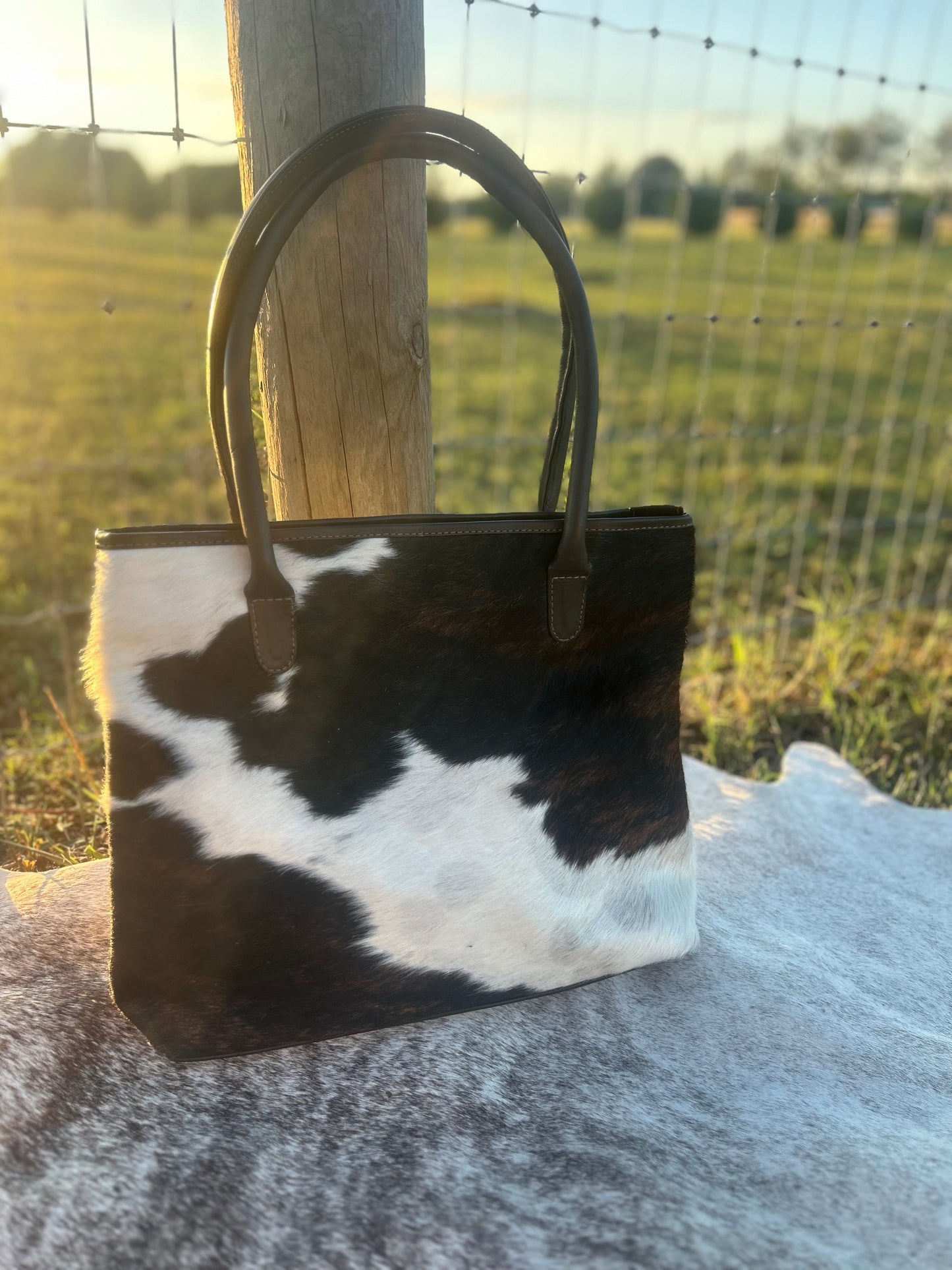 Black and White Brindle Cowhide Purse