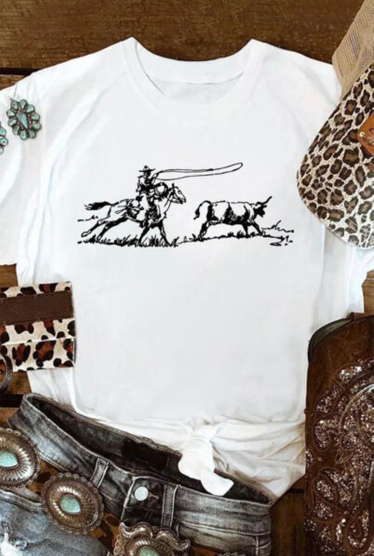 White Western Rodeo Graphic Tee