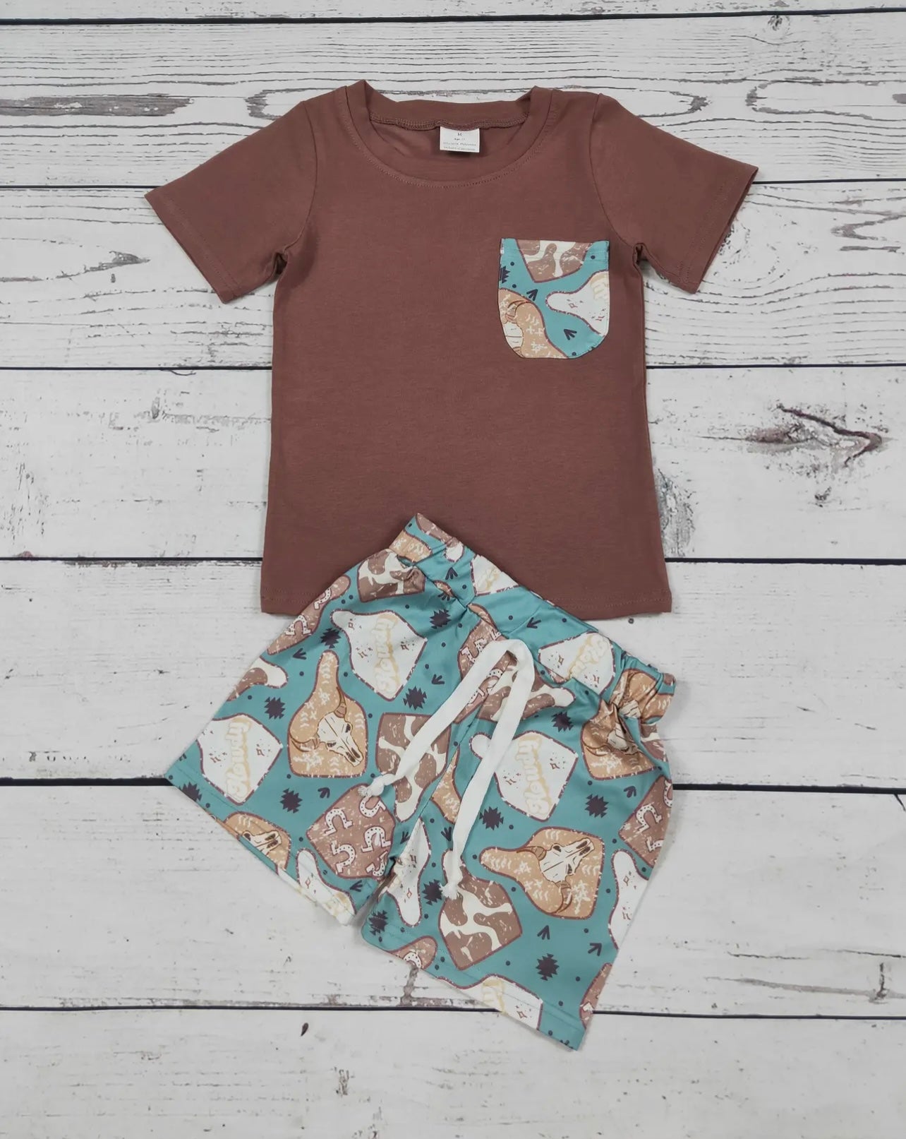 Baby Boy Cow Printed Top & Shorts Set