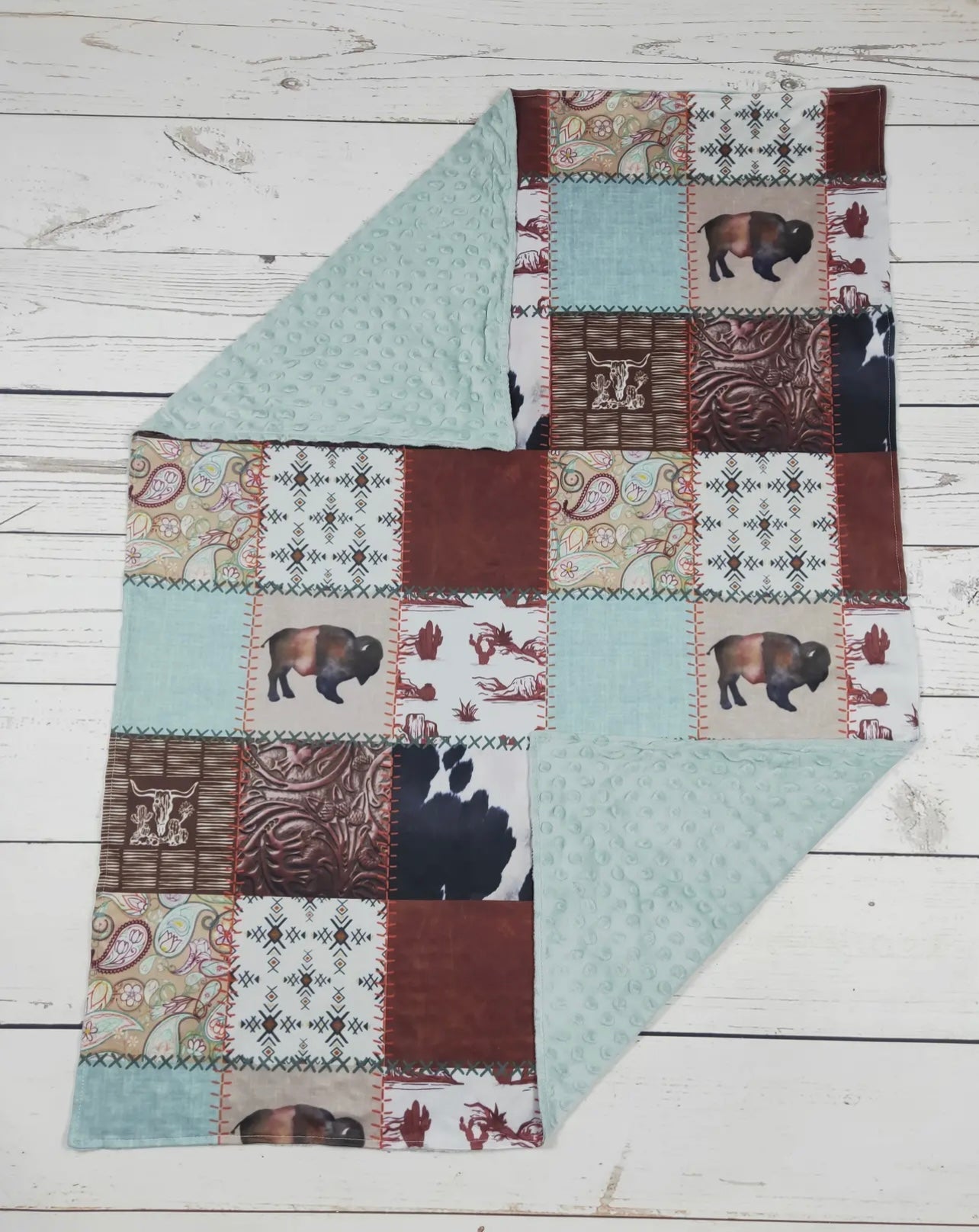 Baby Bison Print Western Blanket