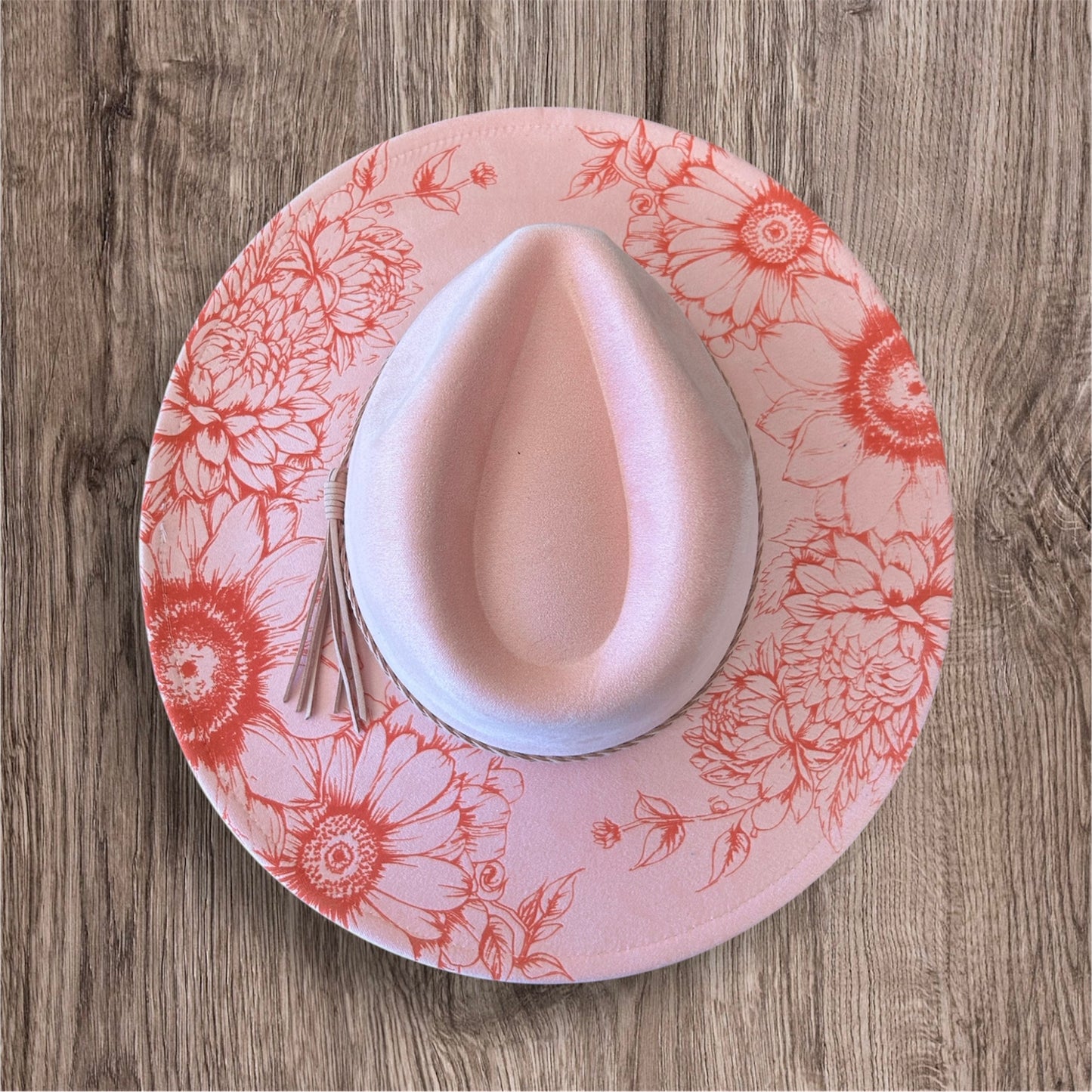 Light Pink Engraved Floral Hat