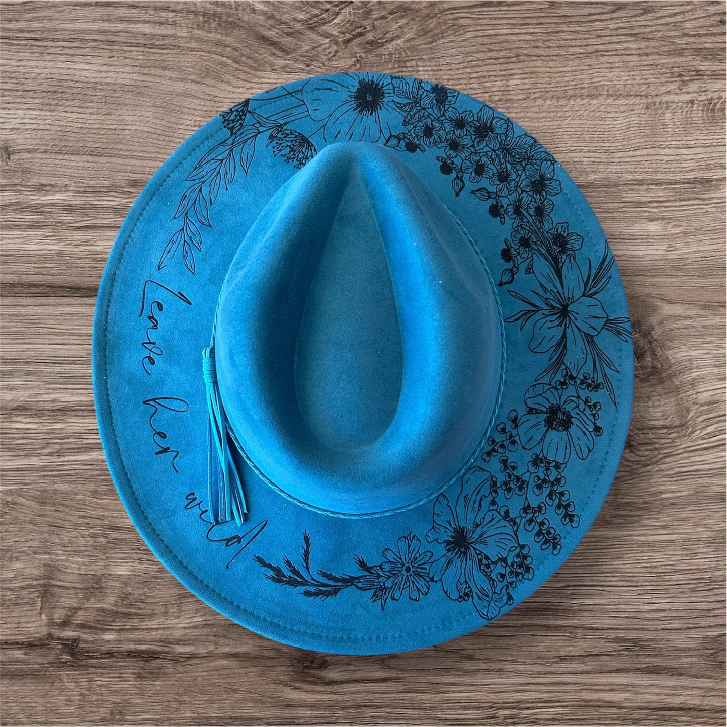Ocean Blue Engraved Floral Hat