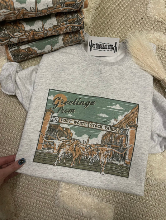 Greetings From Fort Worth Stock Yards Western Graphic