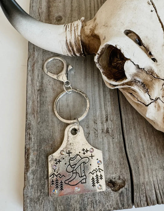 Western Ear-tag Pendent Keychain