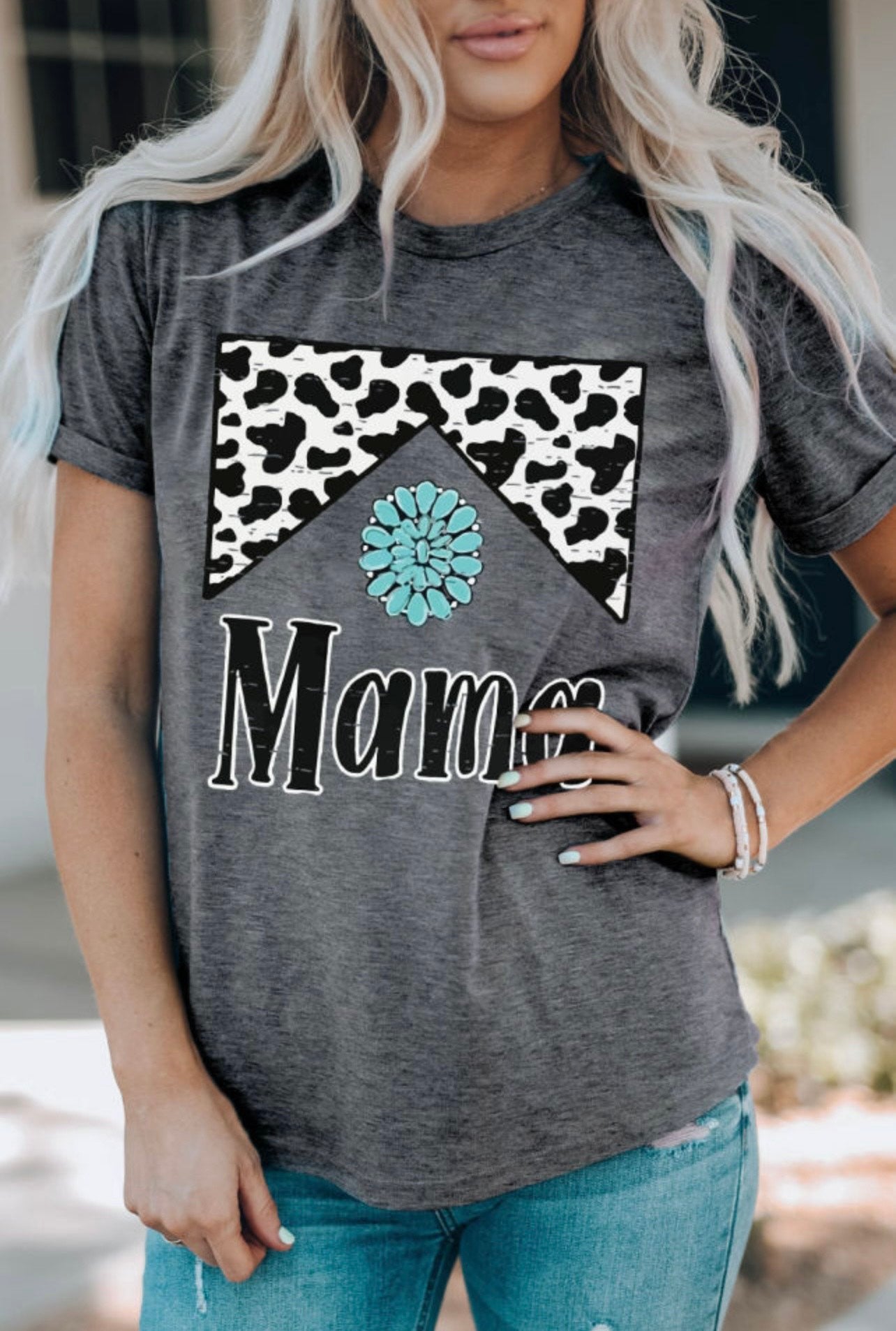 Gray Mama Cowhide Graphic Tee