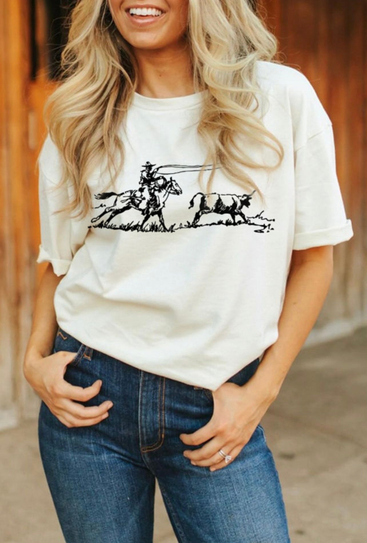 White Western Rodeo Graphic Tee