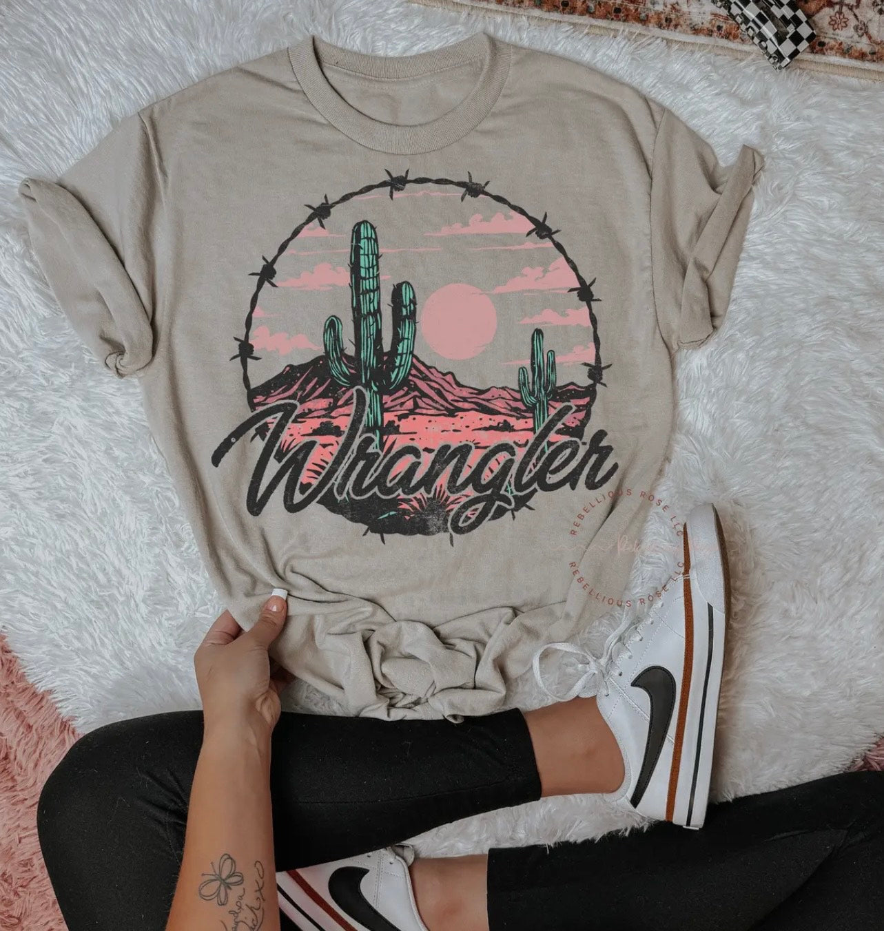 Western Cactus Wrangler Graphic T-Shirt