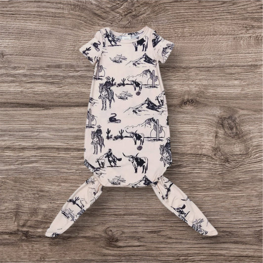 Baby Boys Newborn Western Short Sleeve Rodeo Gown